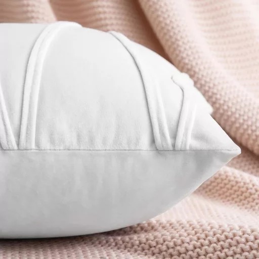 MIULEE 2 db-os Csíkos Bársony Díszpárnahuzat, Rejtett Cipzárral, 50x50 cm, Tejfehér