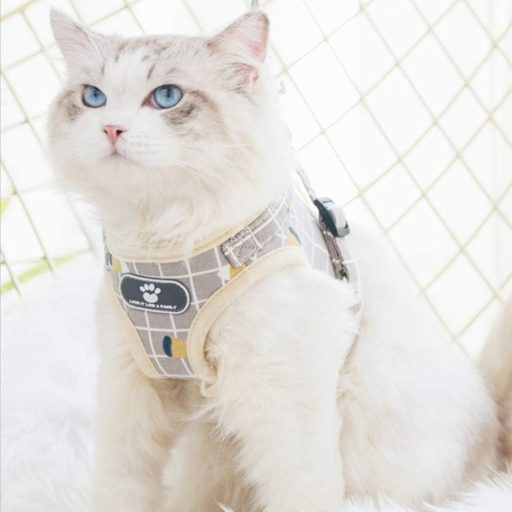 Ham și lesă FEimaX pentru animale de companie - Ham moale din plasă pentru câini de talie mică și pisici, ajustabil, reflectorizant, vestă respirabilă, kaki S