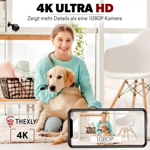 THEXLY Mini Kamera WiFi HD 1080p - Vezeték Nélküli Biztonsági Kamera Élő Közvetítéssel Okostelefonra, Éjjellátó Funkció