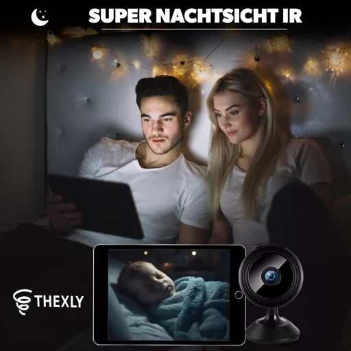 THEXLY Mini Kamera WiFi HD 1080p - Vezeték Nélküli Biztonsági Kamera Élő Közvetítéssel Okostelefonra, Éjjellátó Funkció