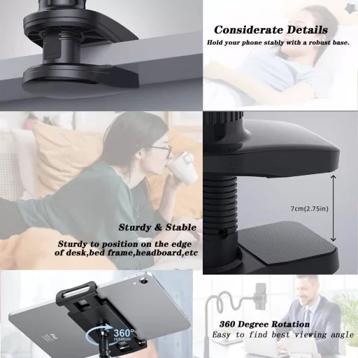 LSUO BAOFU Flexibilis Tablet Tartó - Állítható Hattyúnyakú Telefontartó iPad, iPhone és 4.7-10.5" Készülékekhez, Fekete

AI: I've created a