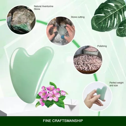 Jade Gua Sha szív alakú arcmasszírozó kő - Ránctalanító, akupunktúrás eszköz