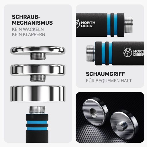 Northdeer 2x5kg Set de gantere reglabile cu mâner din spumă, pentru antrenament acasă