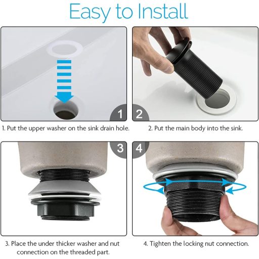 Chonphan Matt Fekete Mosdó Lefolyó Szelep Pop-Up Rendszer Túlfolyás Nélkül