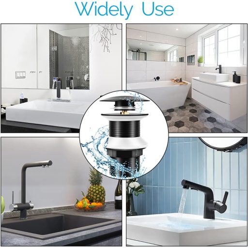 Chonphan Matt Fekete Mosdó Lefolyó Szelep Pop-Up Rendszer Túlfolyás Nélkül