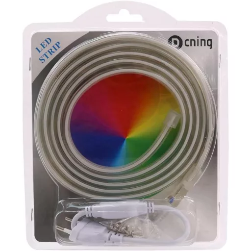 Bandă LED 2m PCNING, 220V AC cu ștecher EU, IP67 impermeabilă pentru exterior, alb cald
