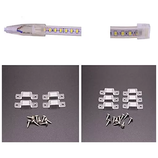 Bandă LED 2m PCNING, 220V AC cu ștecher EU, IP67 impermeabilă pentru exterior, alb cald