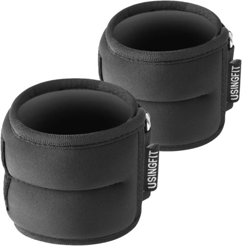USINGFIT Súlyzós Bokasúly és Csuklósúly Szett 2x2kg - Állítható Neoprén Fitnesz Súlyok Edzéshez, Futáshoz, Otthoni Tornához - Fekete