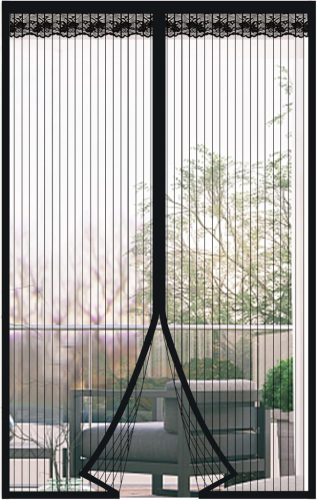 DIKER Mágneses Szúnyogháló Ajtóra - Öntapadós Rovarháló Erkélyajtóra, Teraszajtóra 100x210 cm, Fúrás Nélkül Felszerelhető, Fekete
