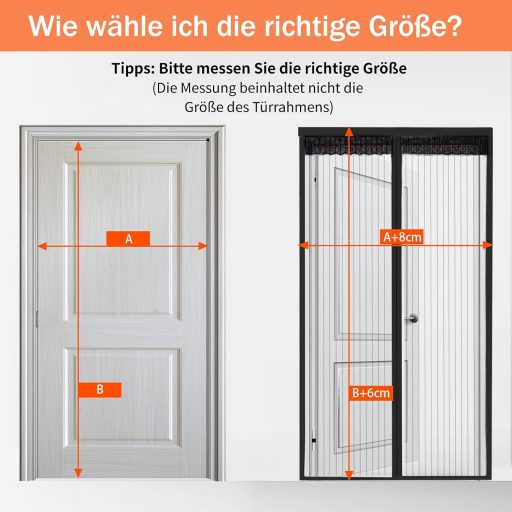 DIKER Plasă Magnetică Anti-Insecte pentru Ușă - Plasă Autoadezivă pentru Ușă de Balcon, Ușă de Terasă 100x210 cm, Montare Fără Găurire, Negru