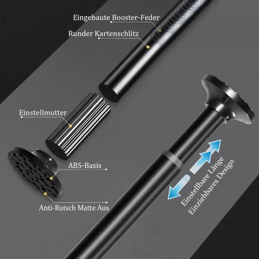 Goldion Fúrás Nélküli Függönyrúd - Teleszkópos, Kihúzható 115-465 cm Matt Fekete Szorítható Karnis Térelválasztóhoz, Függönyhöz, Erkélyhez