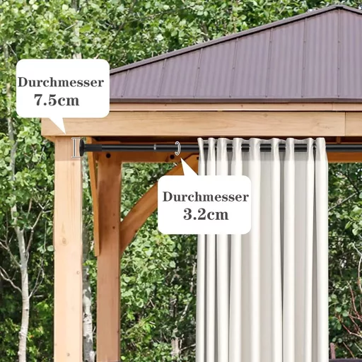Goldion Fúrás Nélküli Függönyrúd - Teleszkópos, Kihúzható 115-465 cm Matt Fekete Szorítható Karnis Térelválasztóhoz, Függönyhöz, Erkélyhez