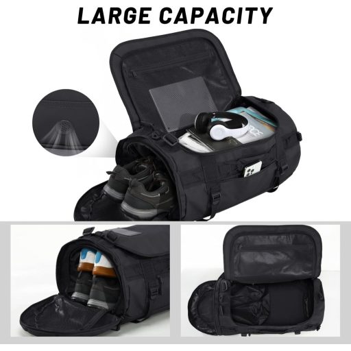 Rucsac sport mare, impermeabil, MIER, cu compartiment pentru pantofi, convertibil, 45L-90L