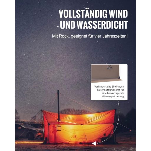 Cort de iarnă OneTigris TEGIMEN, dimensiune mare, impermeabil, pentru camping și drumeții, 380cm x 200cm x 190cm.