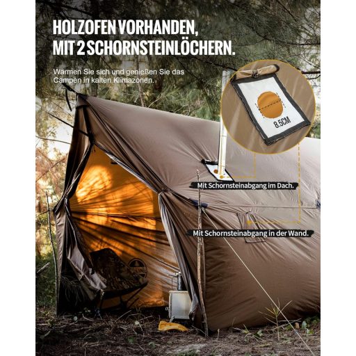 Cort de iarnă OneTigris TEGIMEN, dimensiune mare, impermeabil, pentru camping și drumeții, 380cm x 200cm x 190cm.