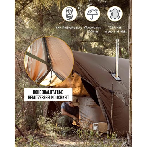 OneTigris TEGIMEN nagy méretű téli sátor kemping túrázáshoz vízálló, 380cm x 200cm x 190cm
