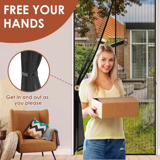 FORTRY Mágneses Szúnyogháló Ajtóra 90x210cm Ragasztós Rögzítés Fúrás Nélkül