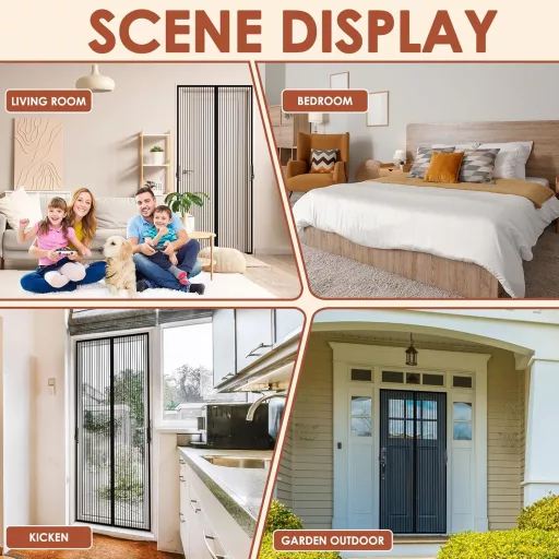 FORTRY Mágneses Szúnyogháló Ajtóra 90x210cm Ragasztós Rögzítés Fúrás Nélkül