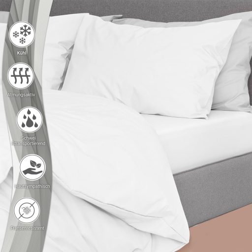 Pizuna Luxury Satin Set Jastučnica - 2 kom 70x90 cm Bijela, 600 Niti Dugi Stapel Pamuk, Prozračno, Öko-Tex Certifikat