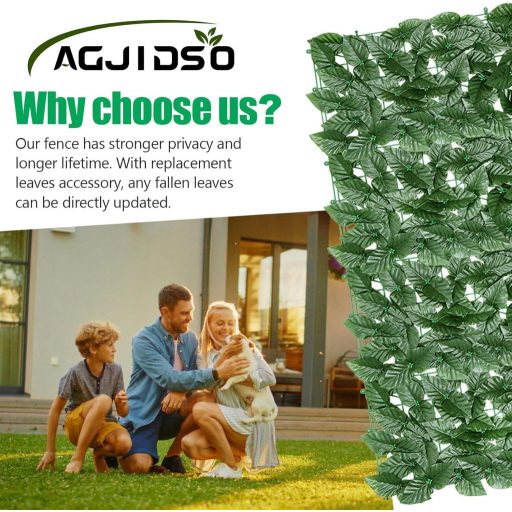 AGJIDSO Művirág Sövény Balkon Takaró 100x300cm Zöld Leveles Privátszféra Képernyő