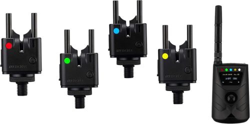 Set de avertizori wireless New Direction Tackle N1 4+1 | Reîncărcare USB | Control prin smartphone | Receptor cu ecran | 5 culori LED