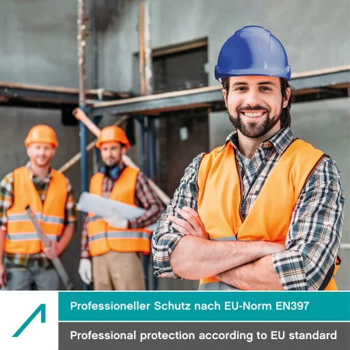 Cască de protecție ACE Patera - Cască de construcții albastră, cu ventilație reglabilă, conformă cu standardul EN 397 - Pentru uz industrial.