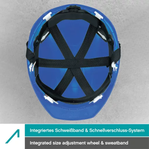 Cască de protecție ACE Patera - Cască de construcții albastră, cu ventilație reglabilă, conformă cu standardul EN 397 - Pentru uz industrial.