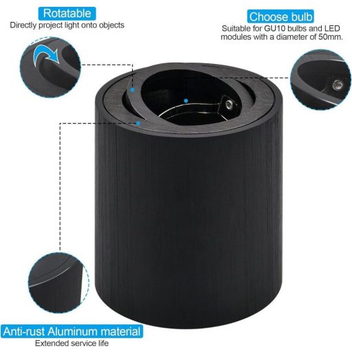 KYOTECH Modern LED Fali Lámpa, Forgatható, GU10 Foglalatú, Alumínium, (Szín:Fekete )