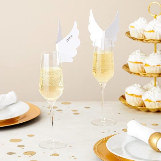 Kartice za čaše u obliku labudovog krila - 100 komada bijelih kartica za raspored sjedenja za vjenčanje