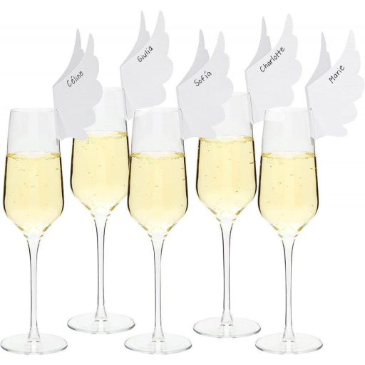 Kartice za čaše u obliku labudovog krila - 100 komada bijelih kartica za raspored sjedenja za vjenčanje