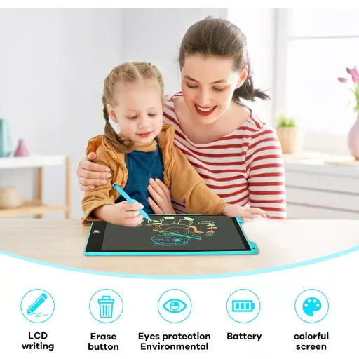 SERUW 12 Colos LCD Rajztábla Gyerekeknek Színes Írótábla Digitális Rajzpad 3-12 Év