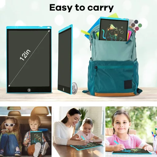 SERUW 12 Colos LCD Rajztábla Gyerekeknek Színes Írótábla Digitális Rajzpad 3-12 Év