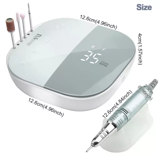 JCMASTER TouchPro+ Elektromos Körömcsiszoló Szett Gél és Akrillhoz 6 Fej 35000 rpm
