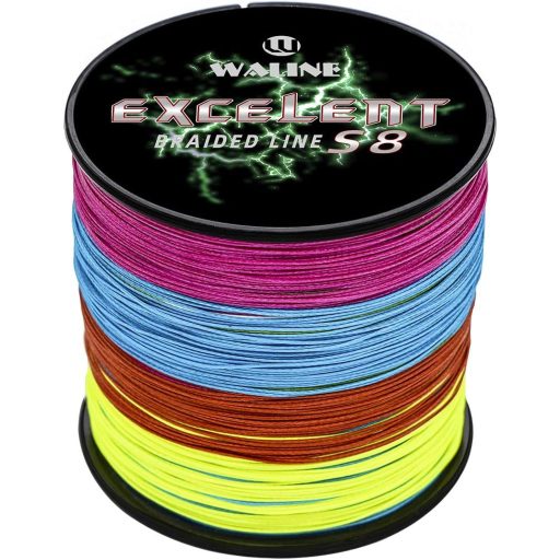 KBBOX Waline 8-vláknová PE pletená rybárska šnúra - silná, s minimálnou prieťažnosťou, zelená, 300m/500m, nosnosť 9kg, pre morský rybolov