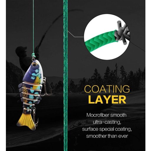 KBBOX Waline 8 Szálas PE Fonott Horgászzsinór - Erős, Nyúlásmentes, Zöld, 300m/500m, 9kg Szakítószilárdság, Tengeri Horgászathoz