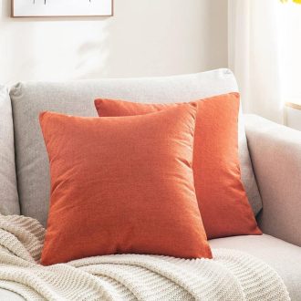   2 darabos párnahuzat, Pamut és Len Keverék, Cipzárral, narancssárga