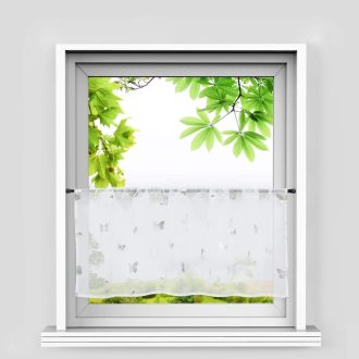   HeichkelL ezüst fényvisszaverő voile függöny pillangó mintás konyhai rövid függöny 30x90cm