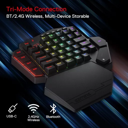 Redragon K585 PRO Wireless Mechanikus Egykéz Gamer Billentyűzet 42 Gomb RGB