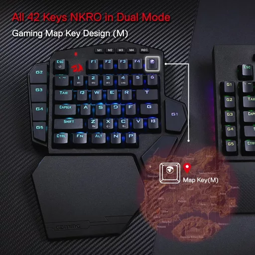 Redragon K585 PRO Wireless Mechanikus Egykéz Gamer Billentyűzet 42 Gomb RGB