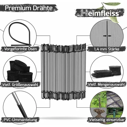 Heimfleiss® Sârmă de legat și clește pentru sârmă 1,4x100-300mm 1000 buc. Set pentru legat armătură