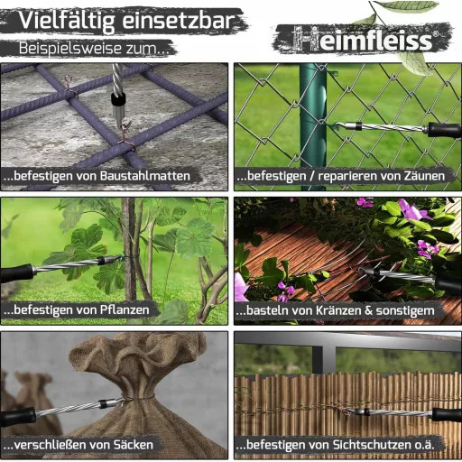 Heimfleiss® Sârmă de legat și clește pentru sârmă 1,4x100-300mm 1000 buc. Set pentru legat armătură