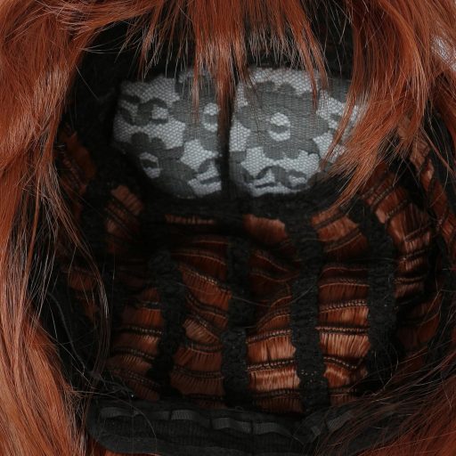 Linfairy dlhá vlnitá medeno-červená parochňa v štýle 50. a 80. rokov, dámsky kostým