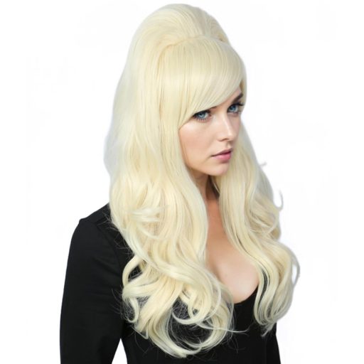 Linfairy dlhá vlnitá blond parochňa s veľkým objemom v štýle včelieho úľa pre ženy