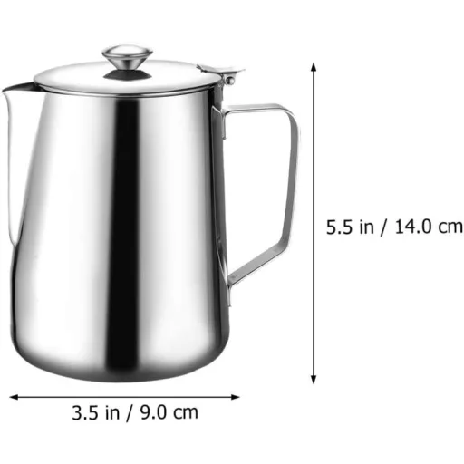 BESTonZON Tejkiöntő Rozsdamentes Acél 600ml Tejhabosító Kávé Cappuccino Latte