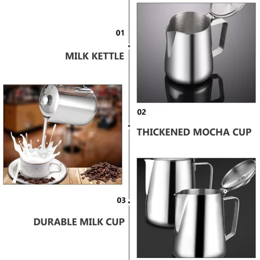 BESTonZON Tejkiöntő Rozsdamentes Acél 600ml Tejhabosító Kávé Cappuccino Latte