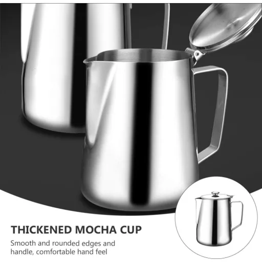 BESTonZON Tejkiöntő Rozsdamentes Acél 600ml Tejhabosító Kávé Cappuccino Latte