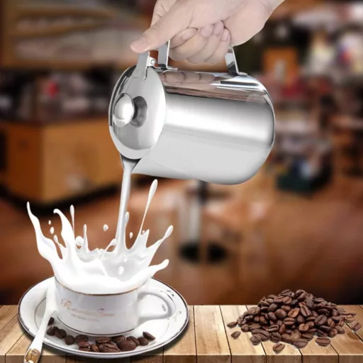 BESTonZON Tejkiöntő Rozsdamentes Acél 600ml Tejhabosító Kávé Cappuccino Latte
