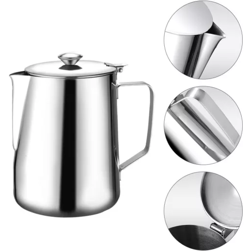 BESTonZON Tejkiöntő Rozsdamentes Acél 600ml Tejhabosító Kávé Cappuccino Latte
