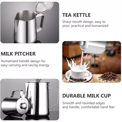 BESTonZON Tejkiöntő Rozsdamentes Acél 600ml Tejhabosító Kávé Cappuccino Latte