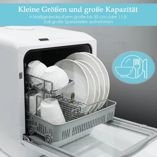 Mini Mosogatógép 6 Programmal - Asztali Kivitel, Víztartállyal vagy Csatlakozással, Szárítás Funkcióval, Lakásba, Irodába, Kemping